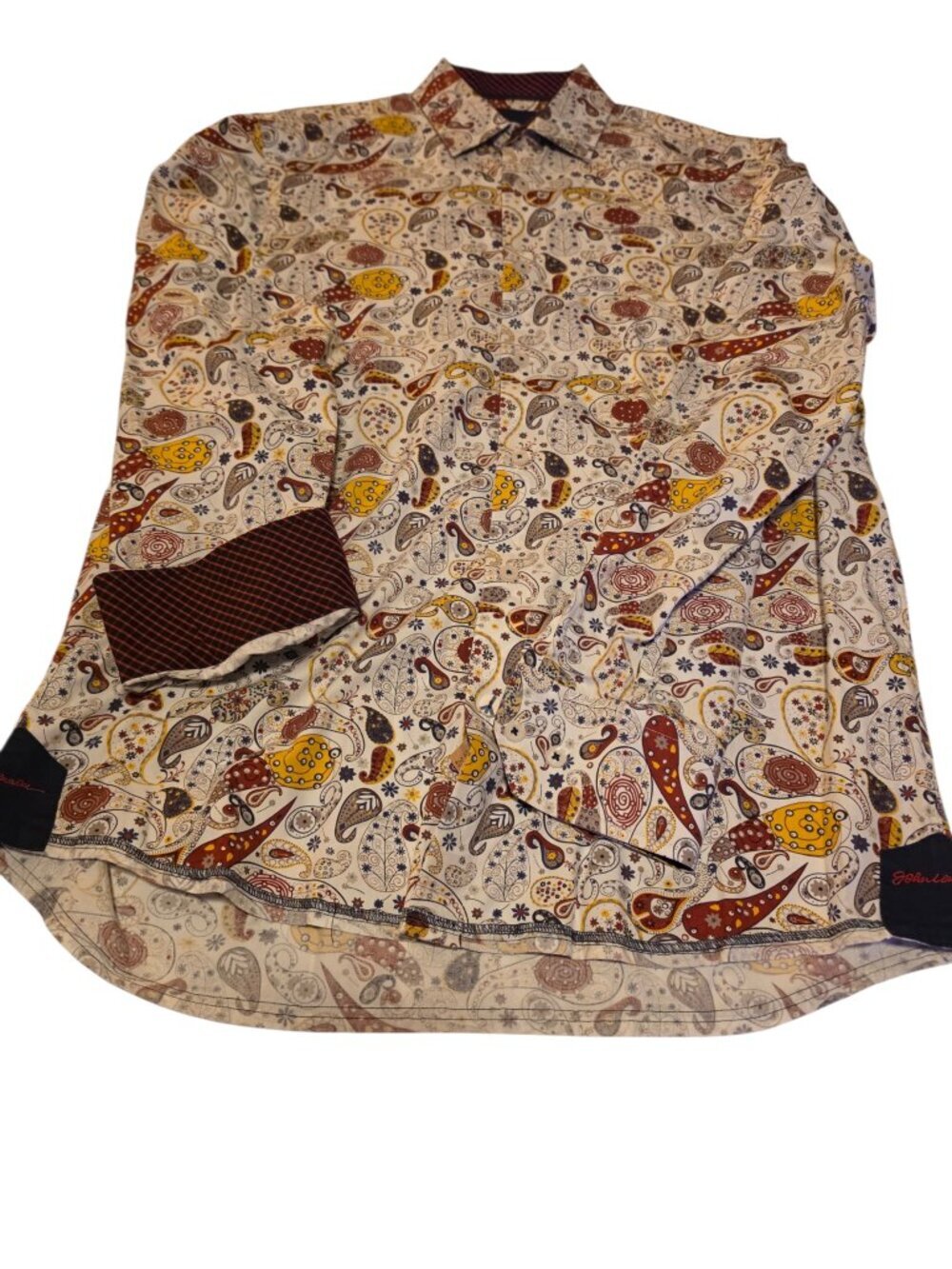 John Lennon Button Paisley Print Men's Shirt Sz M (15.5-16)